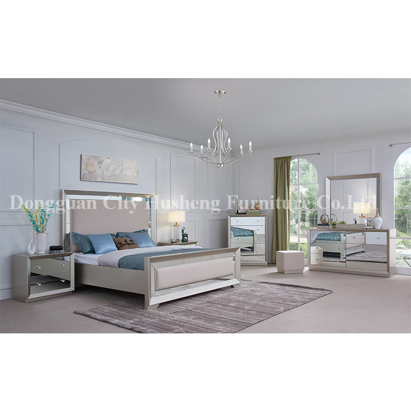 Grand luxueux lit gris meuble de chambre